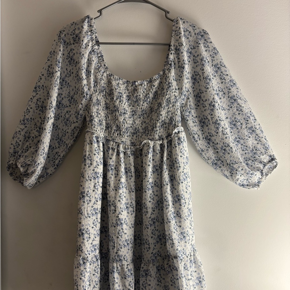 Floral Smocked Dress with Puff Sleeves